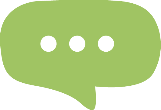 Vihreä puhekupla, jossa on kolme pistettä.