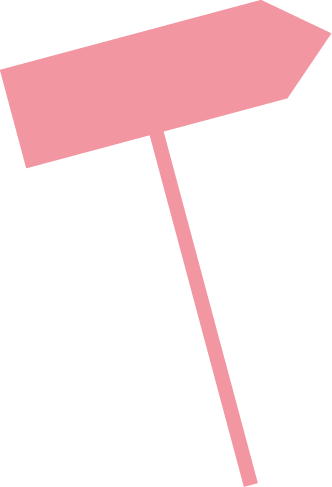 Vaaleanpunainen opaskyltti, jossa on suora varsi ja viistosti leikattu pää.