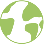 Vihreä maapallon kuva, jossa on valkoisia maanosia.