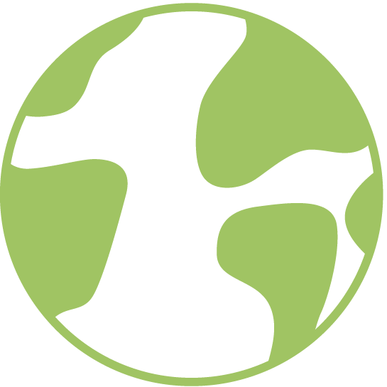 Vihreä maapallon kuva, jossa on valkoisia maanosia.